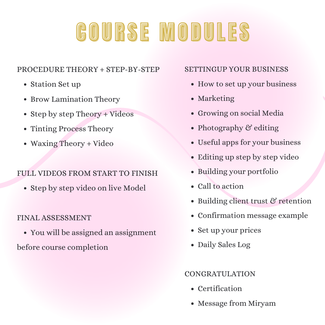 Brow Lamination & Tint Course